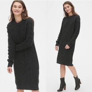 NWT Gap Size L Gray Knee Length Knit Winter Heavy Layering Sweater Dress